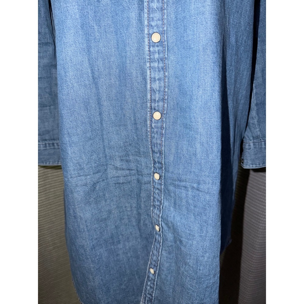 Lucky Brand Womens Medium Wash Denim Western Snap Front Shirt Dress Small B7 - Picture 5 of 9
